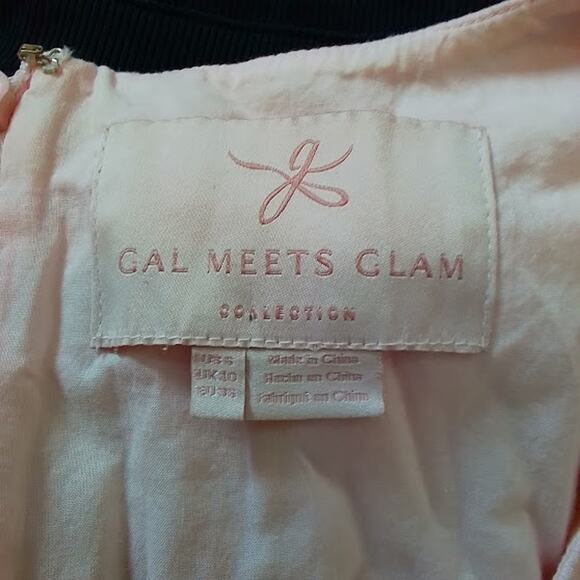 Gal Meets Glam Peach Print Midi Dress Linen Blend Size 6 - Picture 4 of 6